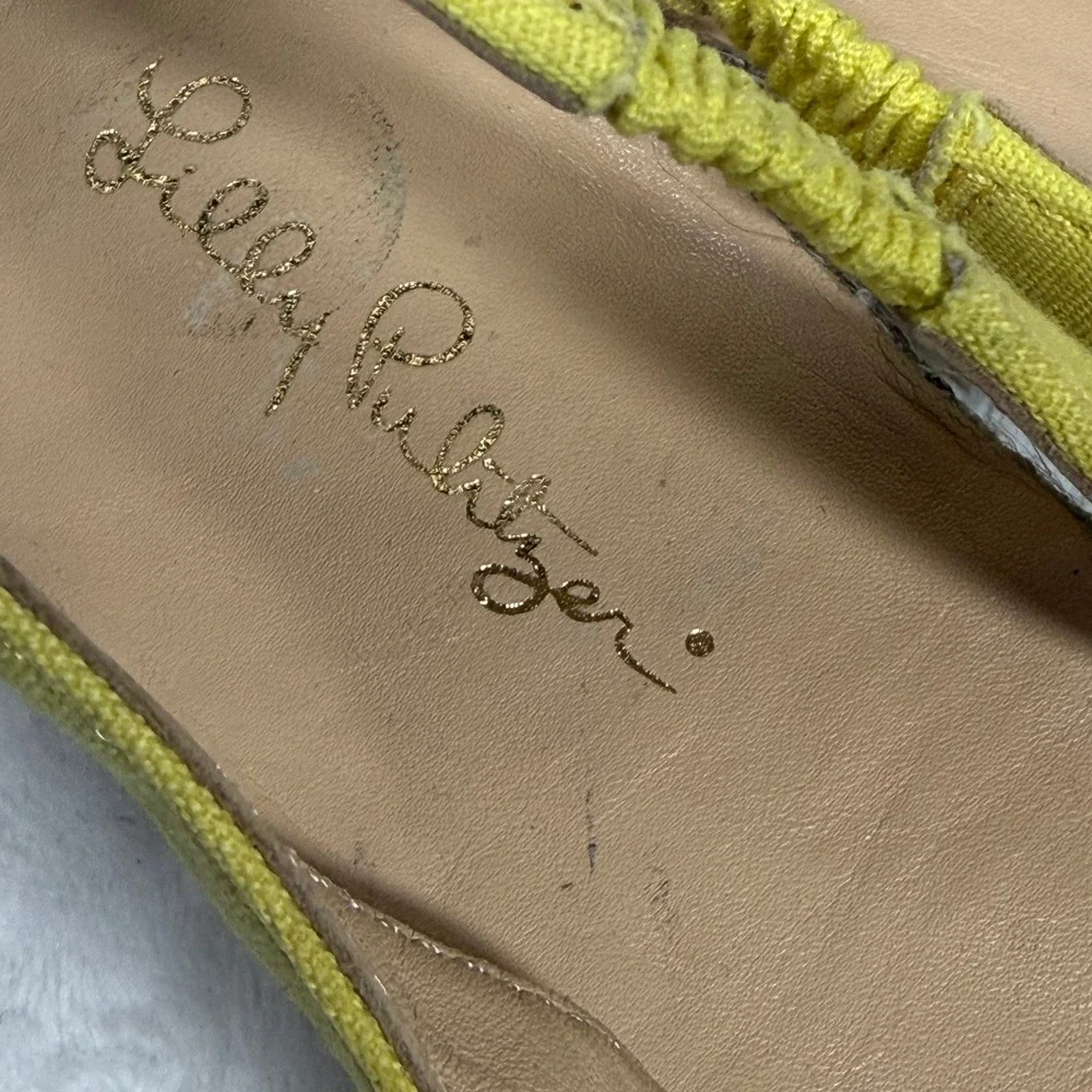 Lilly Pulitzer Yellow Pineapple Embroidered Espadrille Slingback Sandals 6.5M